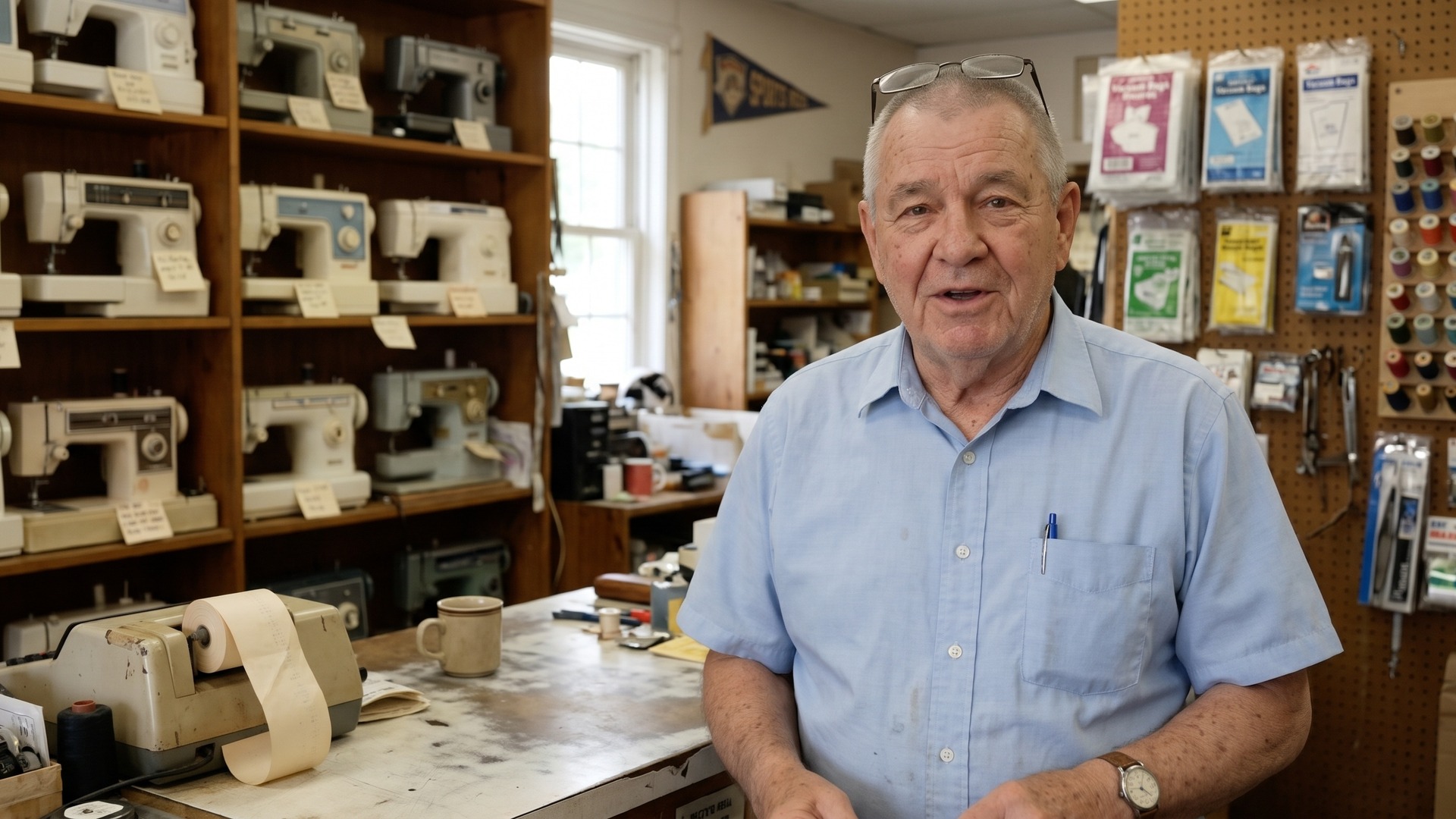 Stan Kowalczyk at his shop counter